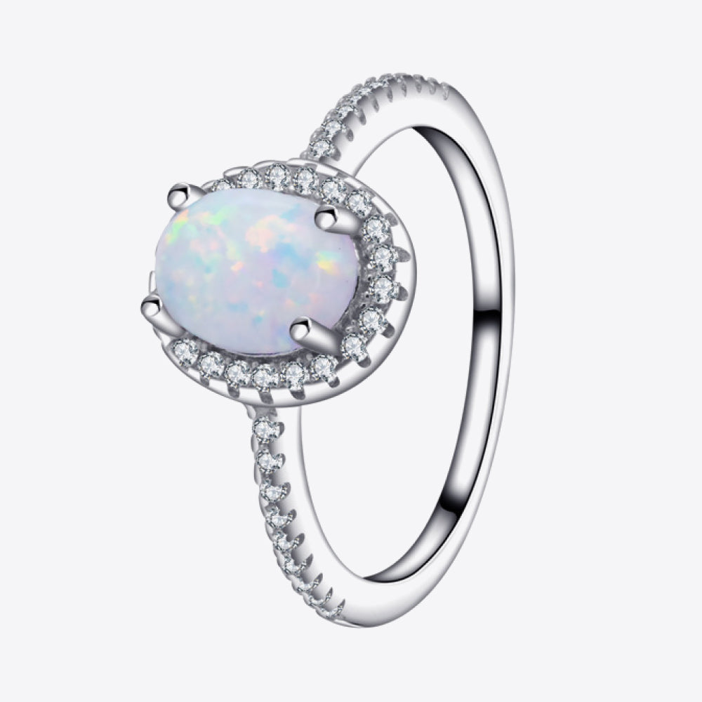 Opal 925 Sterling Silver Halo Ring - Stormyjay