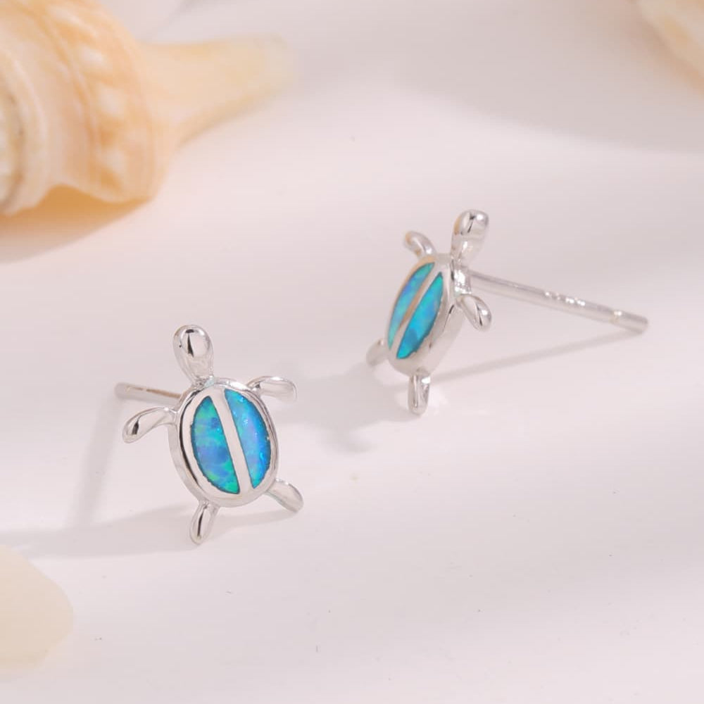 Opal Turtle 925 Sterling Silver Stud Earrings - Stormyjay