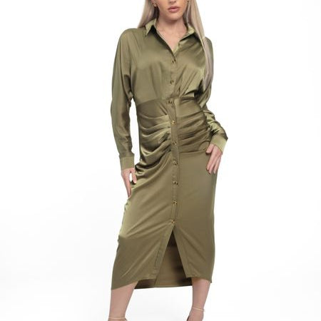 Stylish Pleated Shirt Dress H732AZTZLN - Stormyjay