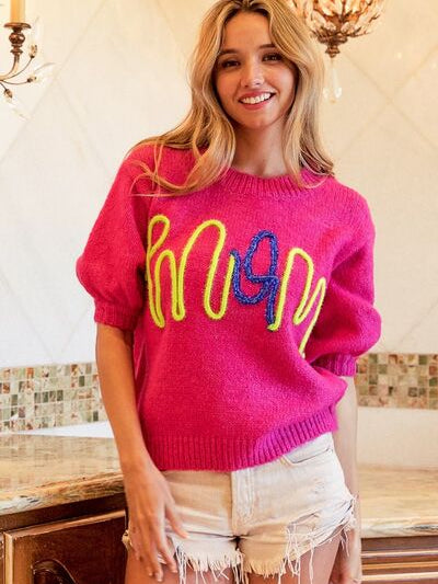 BiBi MOM Contrast Round Neck Sweater - Stormyjay