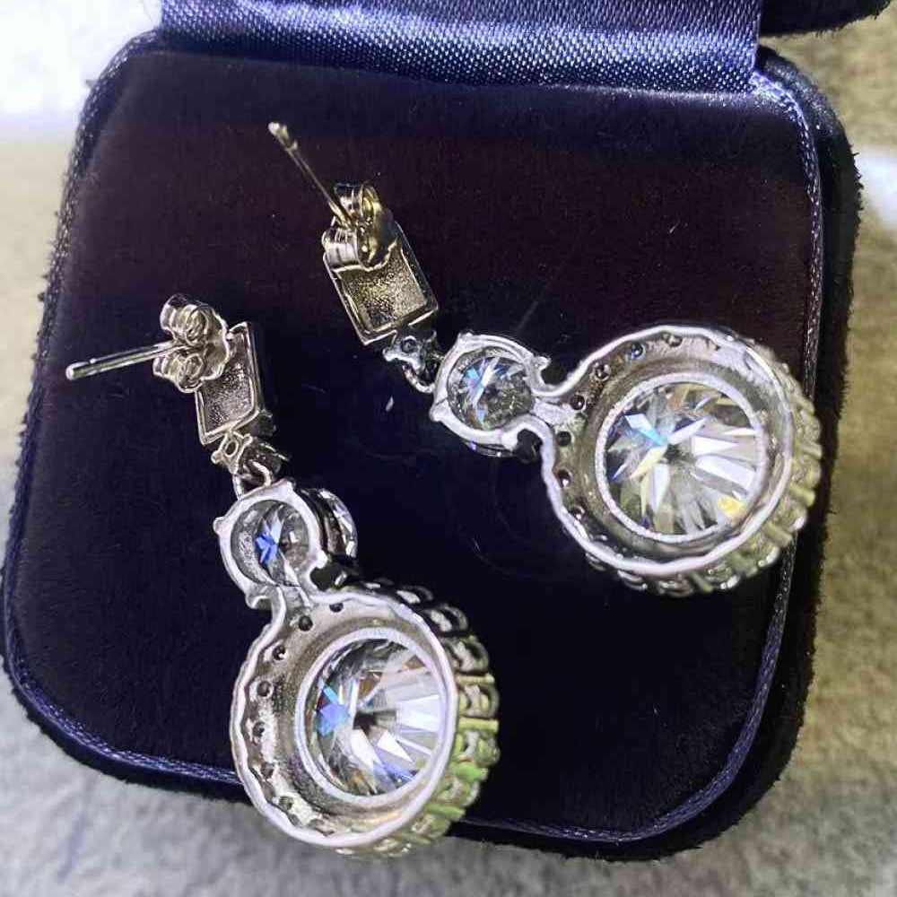 12 Carat Moissanite Platinum-Plated Drop Earrings