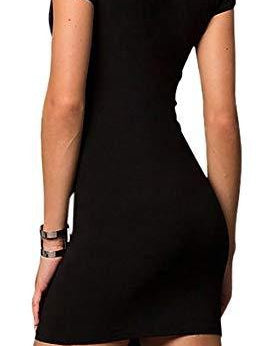CAGE FRONT SHORT SLEEVE PARTY DRESS WITH CHOKER - Stormyjay