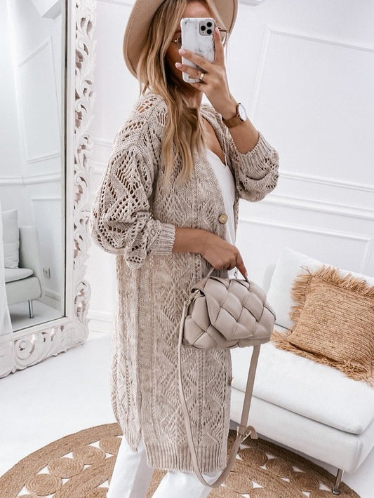 Eyelet sweater button cream black pink cardigan - Stormyjay