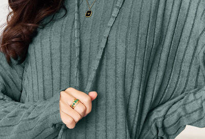 Basic Bae Full Size Ribbed Drawstring Hood Top and Straight Pants Set