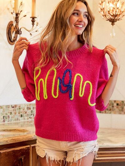 BiBi MOM Contrast Round Neck Sweater - Stormyjay