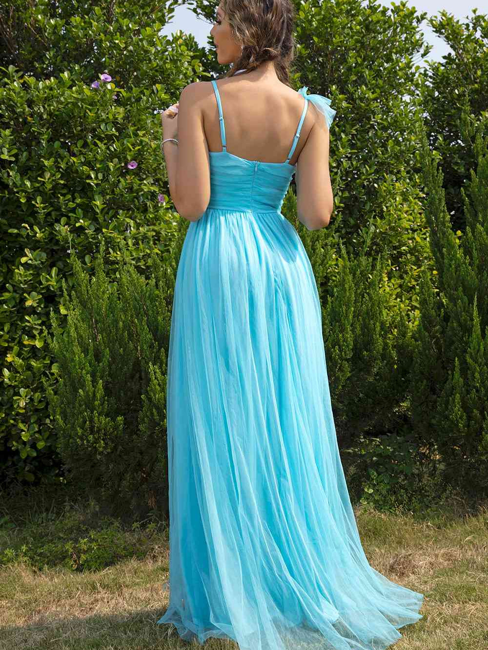 Asymmetrical Ruched Slit Dress