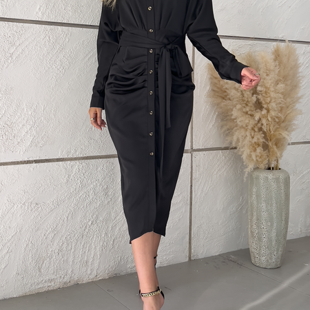 Stylish Pleated Shirt Dress H732AZTZLN - Stormyjay