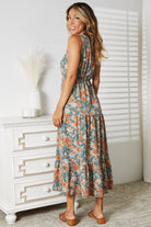 Double Take Floral V-Neck Tiered Sleeveless Dress - Stormyjay