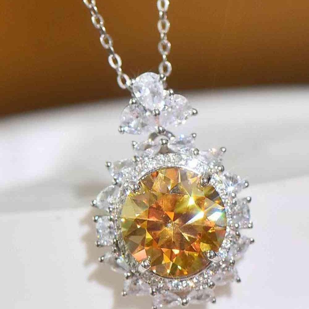 5 Carat Yellow Moissanite Pendant Necklace