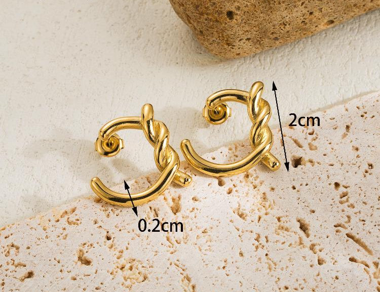 1 pair classic style solid color plating stainless steel 14k gold plated ear studs - Stormyjay