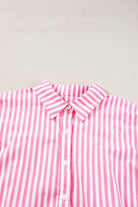 Pink Stripe Button Up Dolman Shirt - Stormyjay
