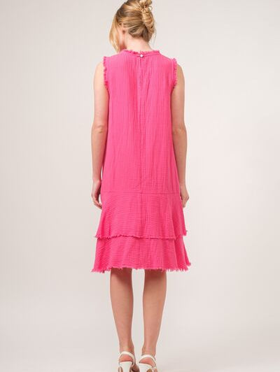 And The Why Washed Fringe Detail Tiered Dress - Stormyjay