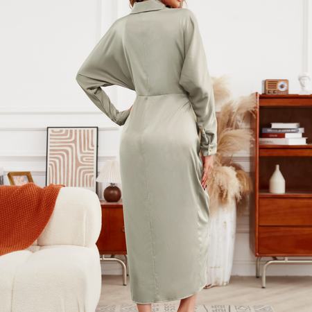 Stylish Pleated Shirt Dress H732AZTZLN - Stormyjay