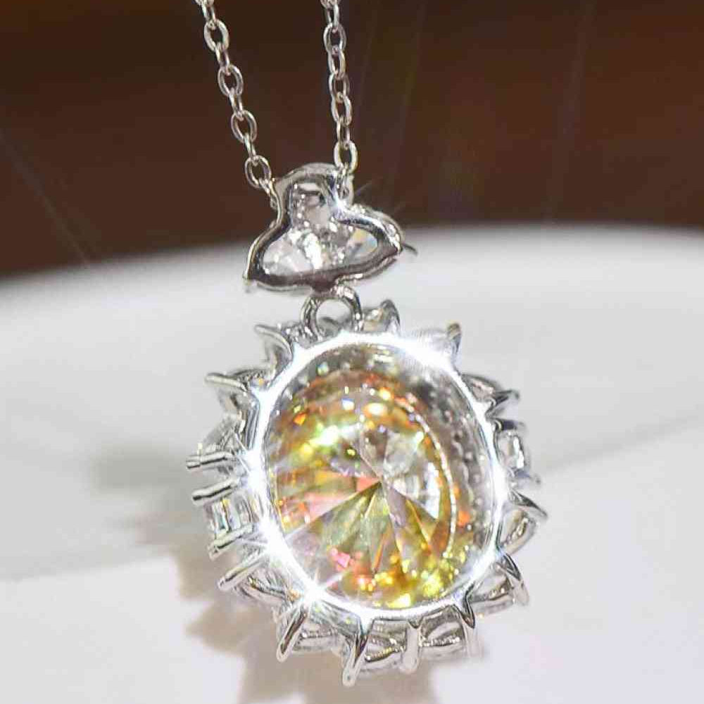 5 Carat Yellow Moissanite Pendant Necklace
