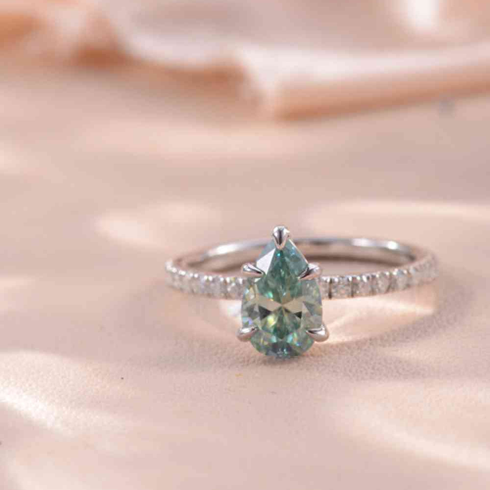 1.5 Carat Teardrop Shape Moissanite 925 Sterling Silver Ring - Stormyjay