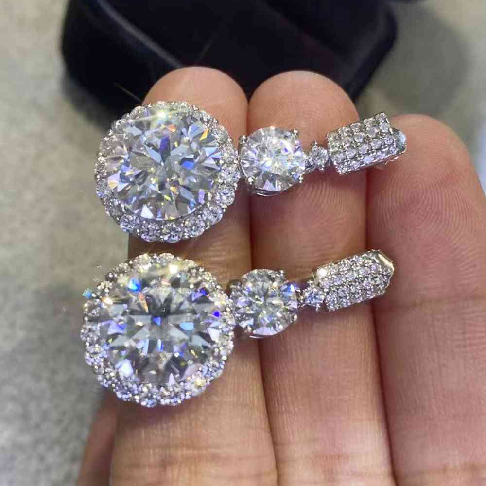 12 Carat Moissanite Platinum-Plated Drop Earrings