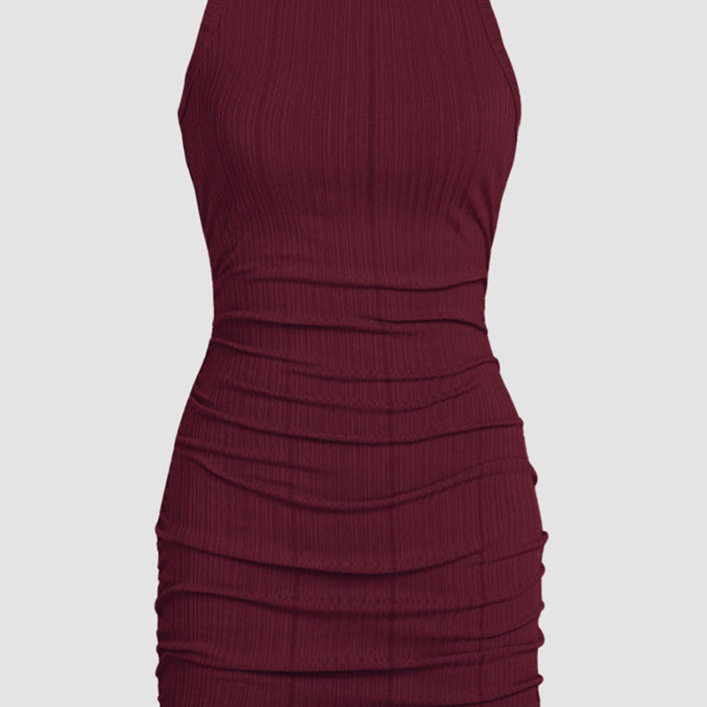 Red Dahlia Ruched Sleeveless Bodycon Dress - Stormyjay