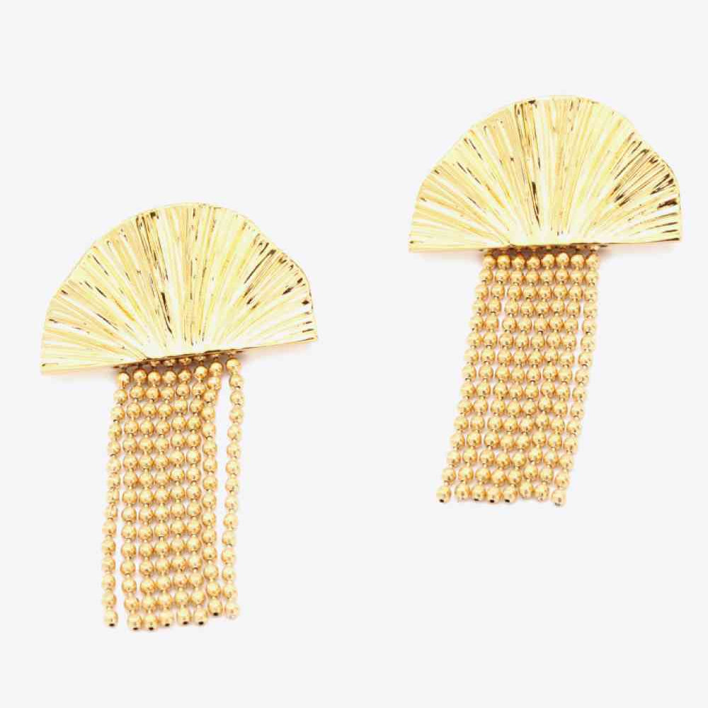 18K Gold Plated Fan Fringe Dangle Earrings