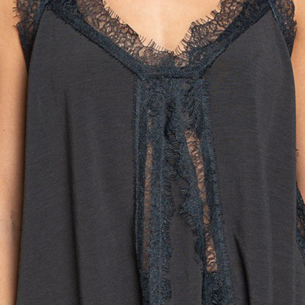 POL Lace Detail V-Neck Cami - Stormyjay