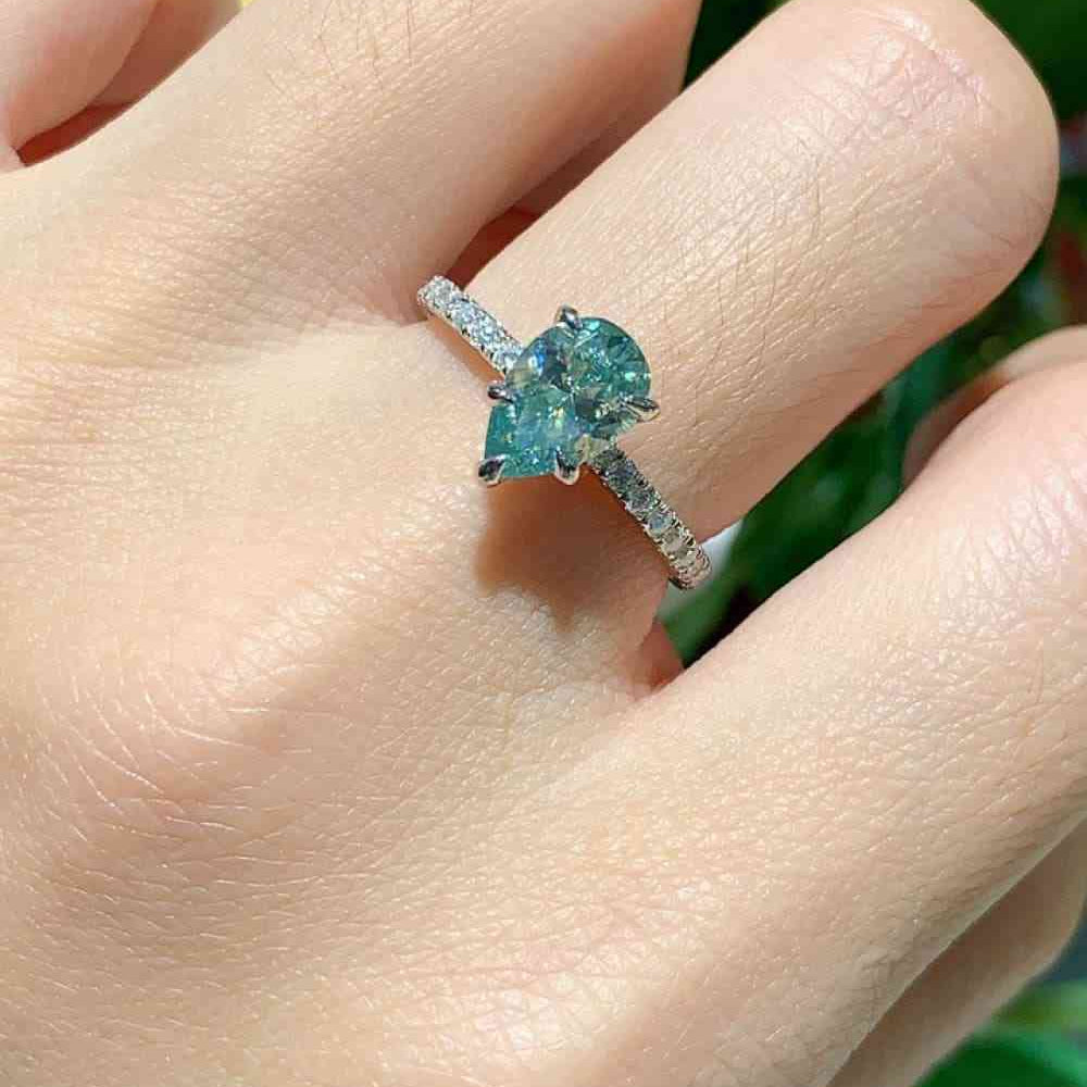 1.5 Carat Teardrop Shape Moissanite 925 Sterling Silver Ring - Stormyjay