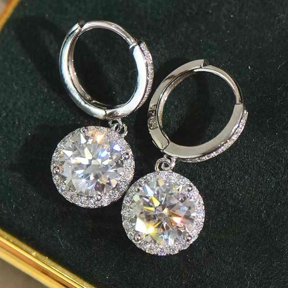 2 Carat Moissanite Round Drop Earrings