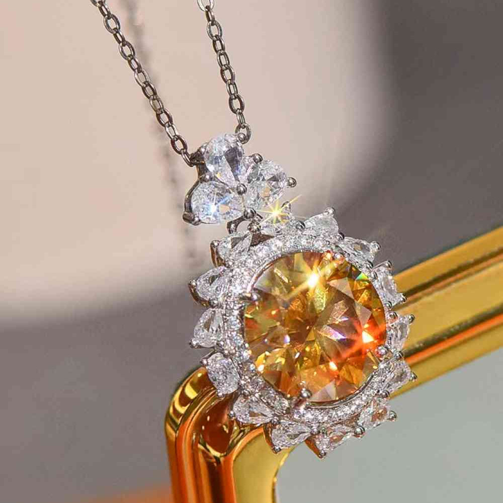 5 Carat Yellow Moissanite Pendant Necklace