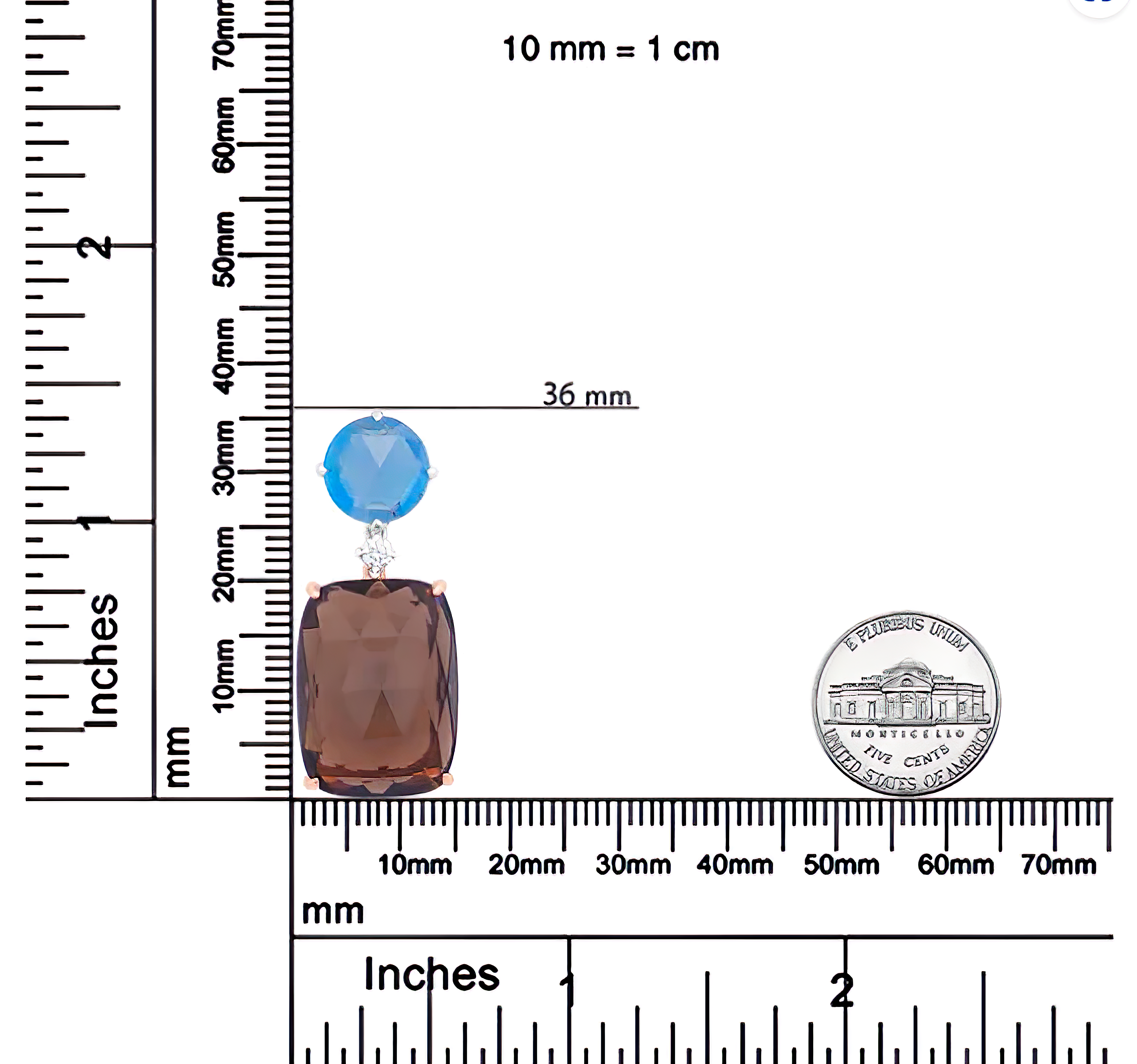 18K Rose and White Gold Diamond Accent and London Blue Topaz and Cushion Cut Smoky Quartz Gemstone Dangle Drop 18" Pendant Necklace (G-H Color, SI1-SI2 Clarity) - Stormyjay