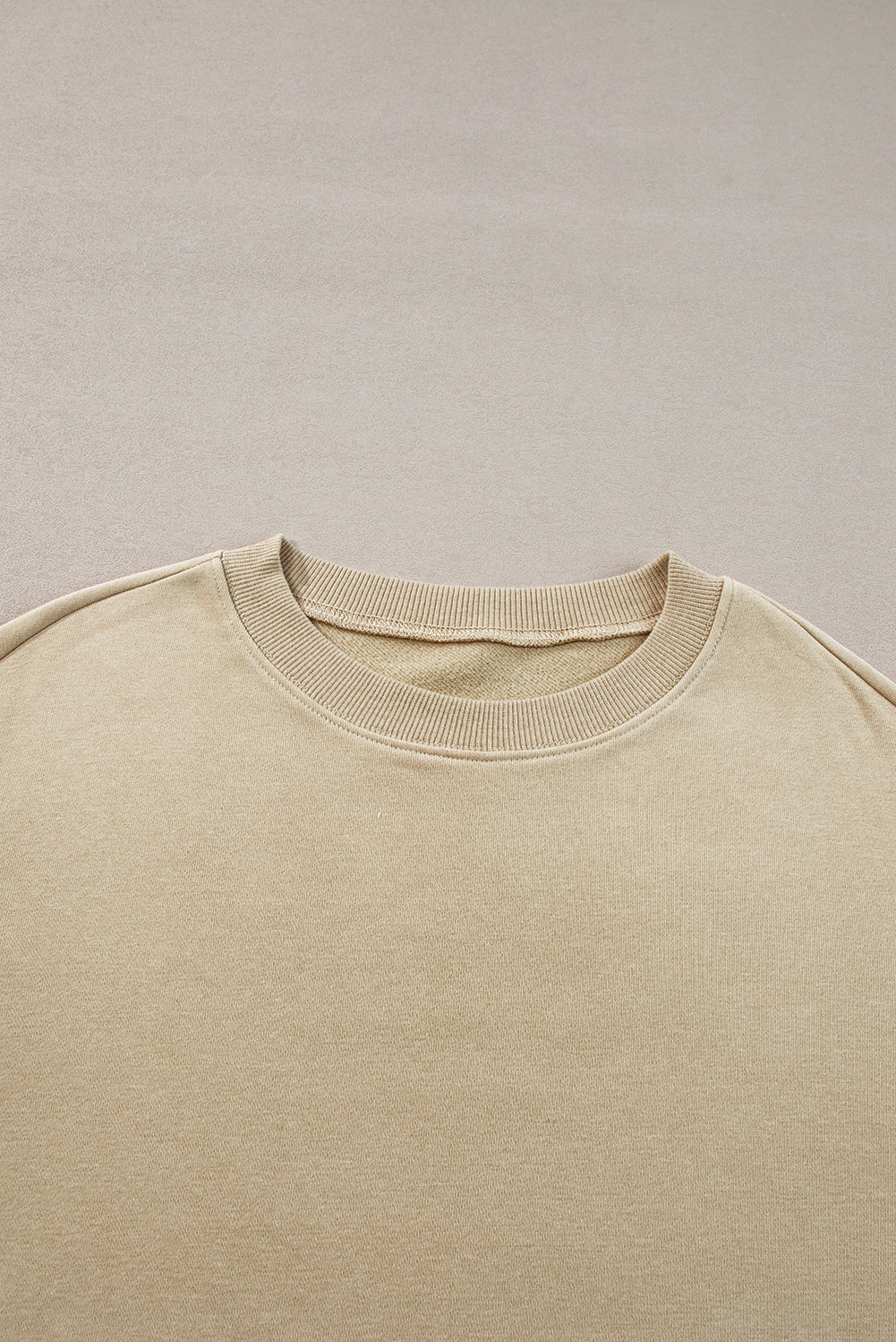 Parchment Solid Fleece Loose Crew Neck Sweatshirt - Stormyjay