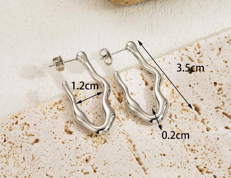 1 pair classic style solid color plating stainless steel 14k gold plated ear studs - Stormyjay