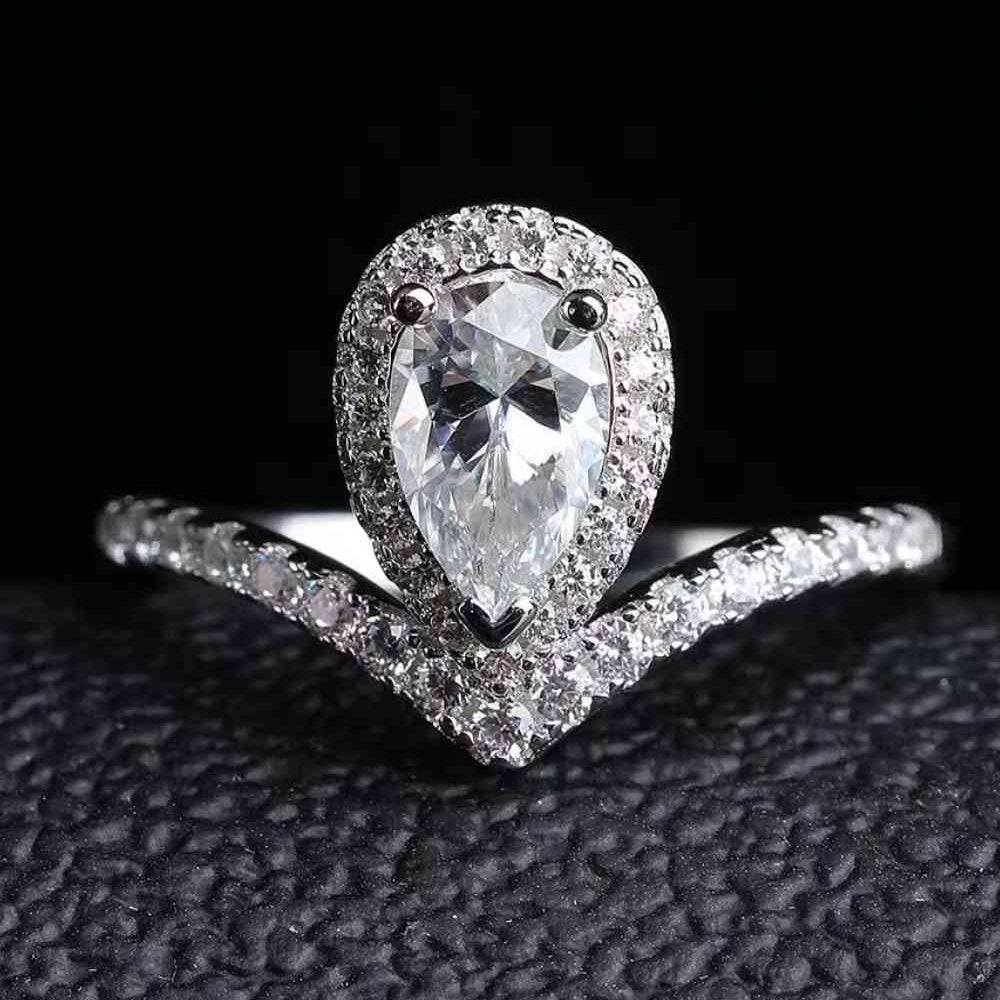 2 Carat Moissanite Teardrop Ring