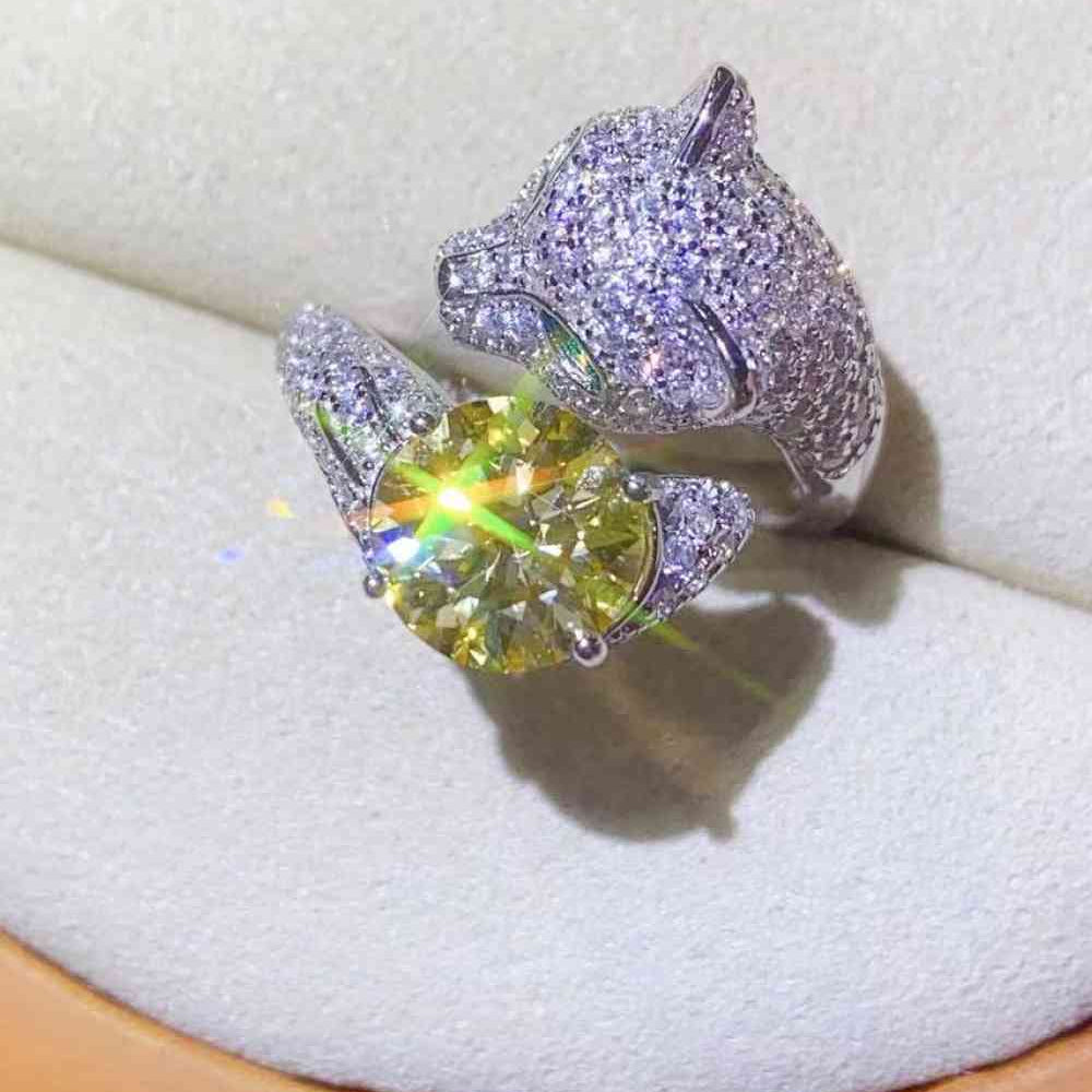 2 Carat Yellow Moissanite Animal Bypass Ring