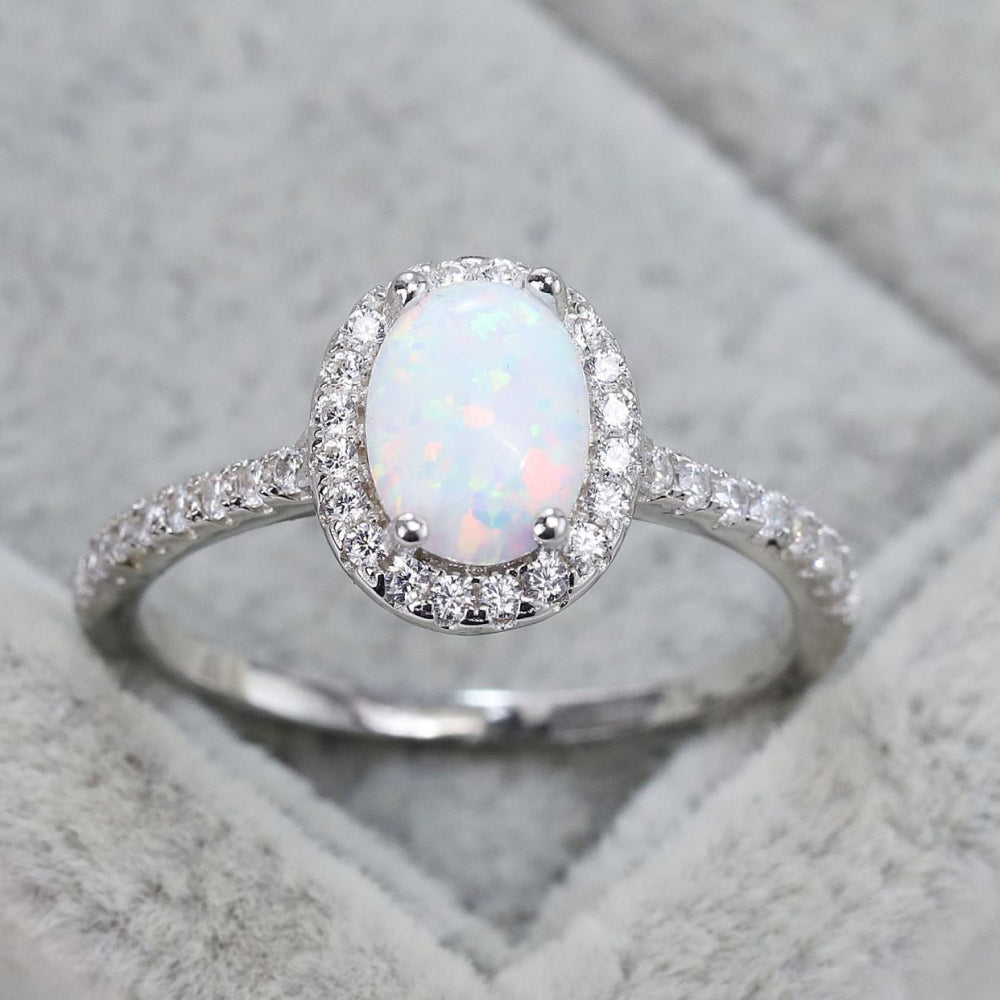 Opal 925 Sterling Silver Halo Ring - Stormyjay