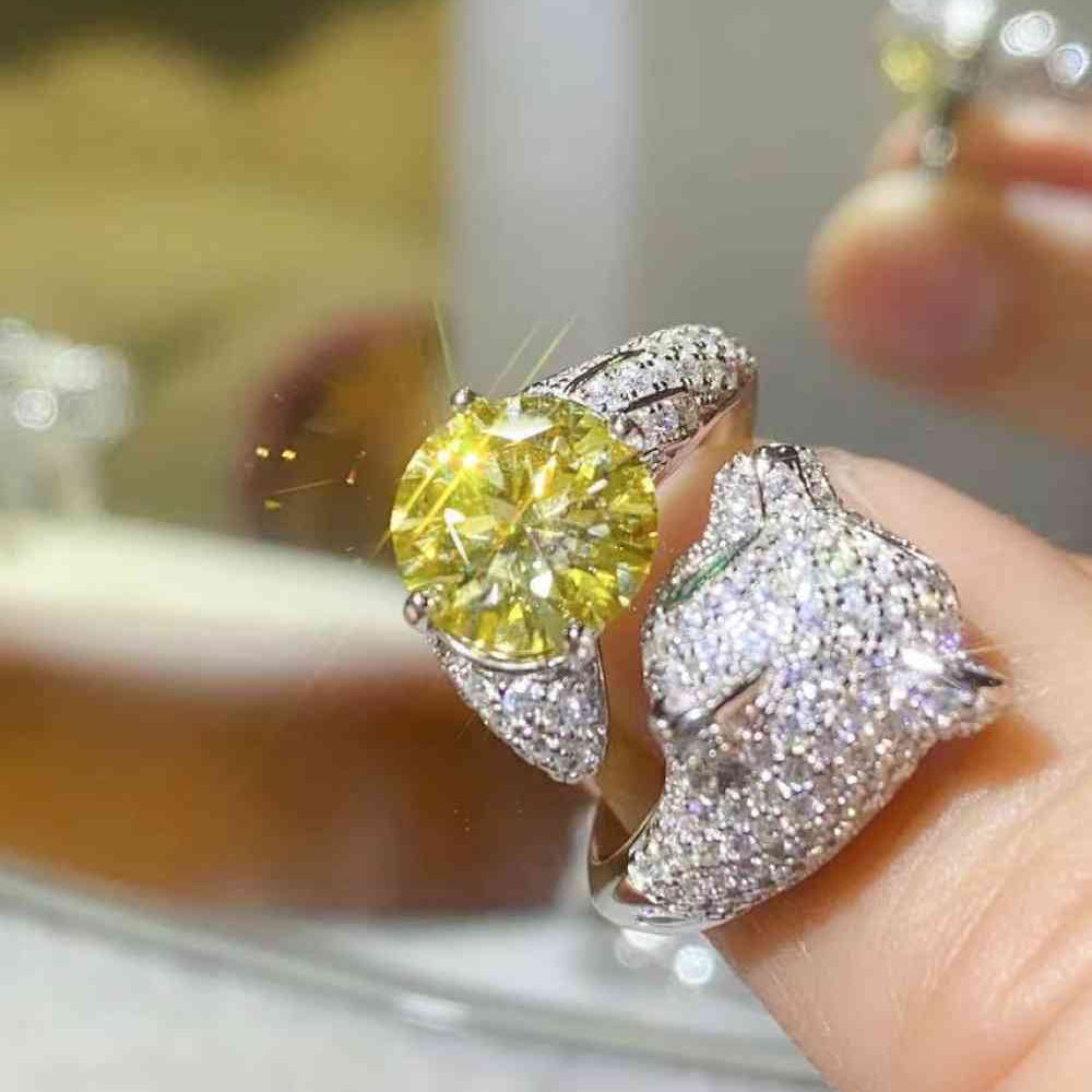 2 Carat Yellow Moissanite Animal Bypass Ring