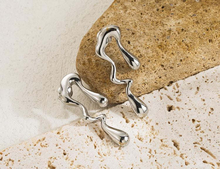 1 pair classic style solid color plating stainless steel 14k gold plated ear studs - Stormyjay