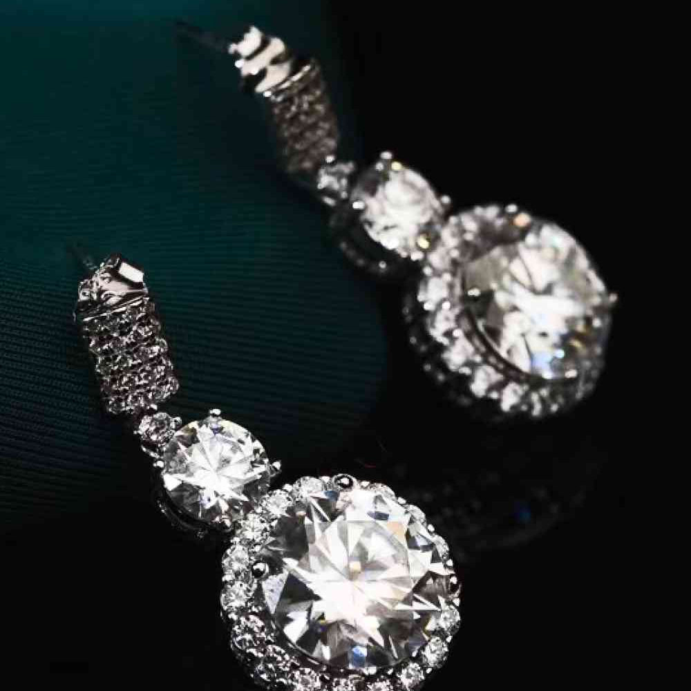 12 Carat Moissanite Platinum-Plated Drop Earrings