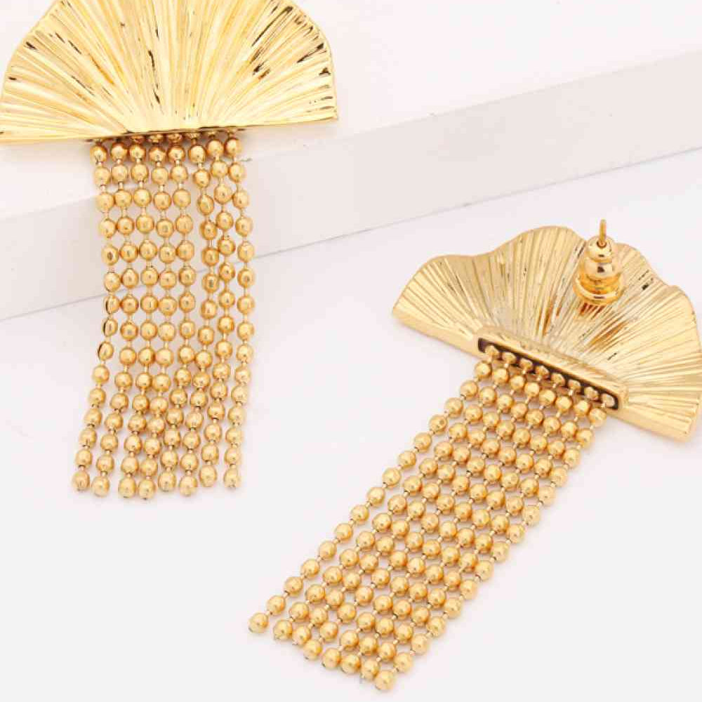 18K Gold Plated Fan Fringe Dangle Earrings