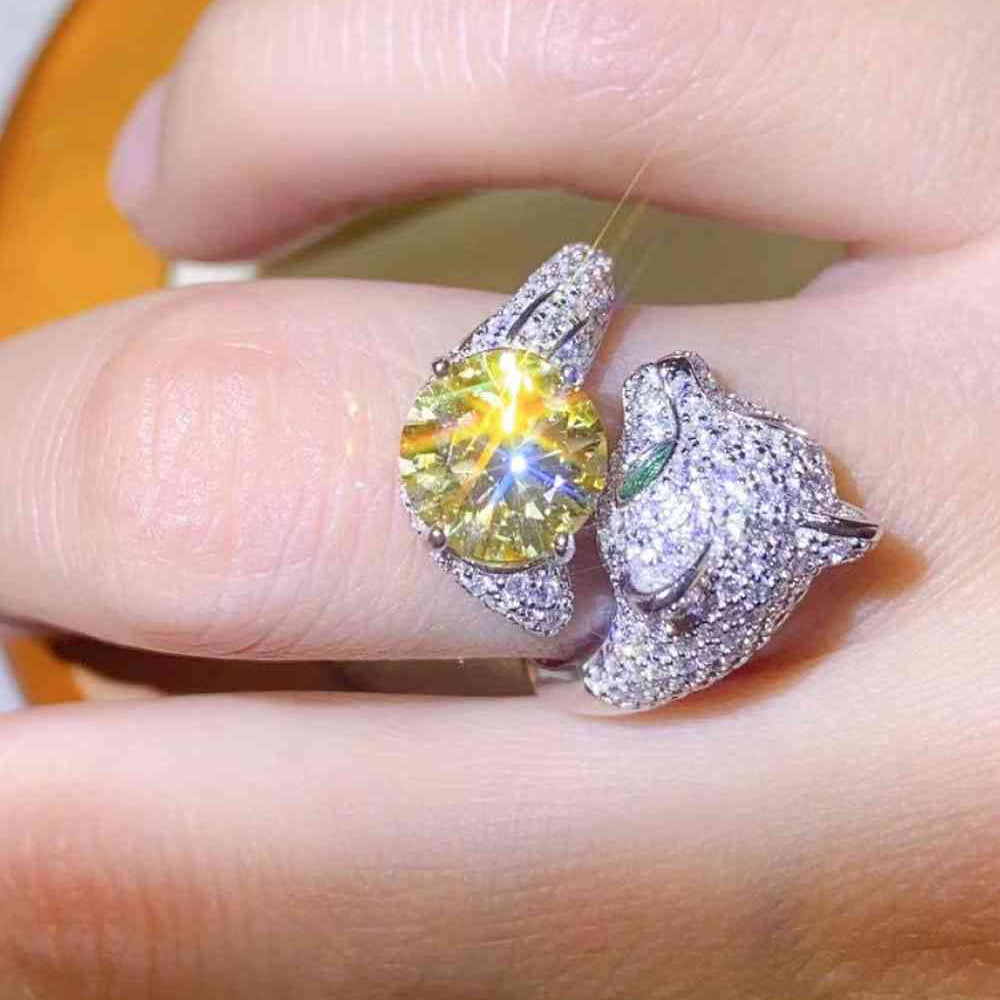 2 Carat Yellow Moissanite Animal Bypass Ring