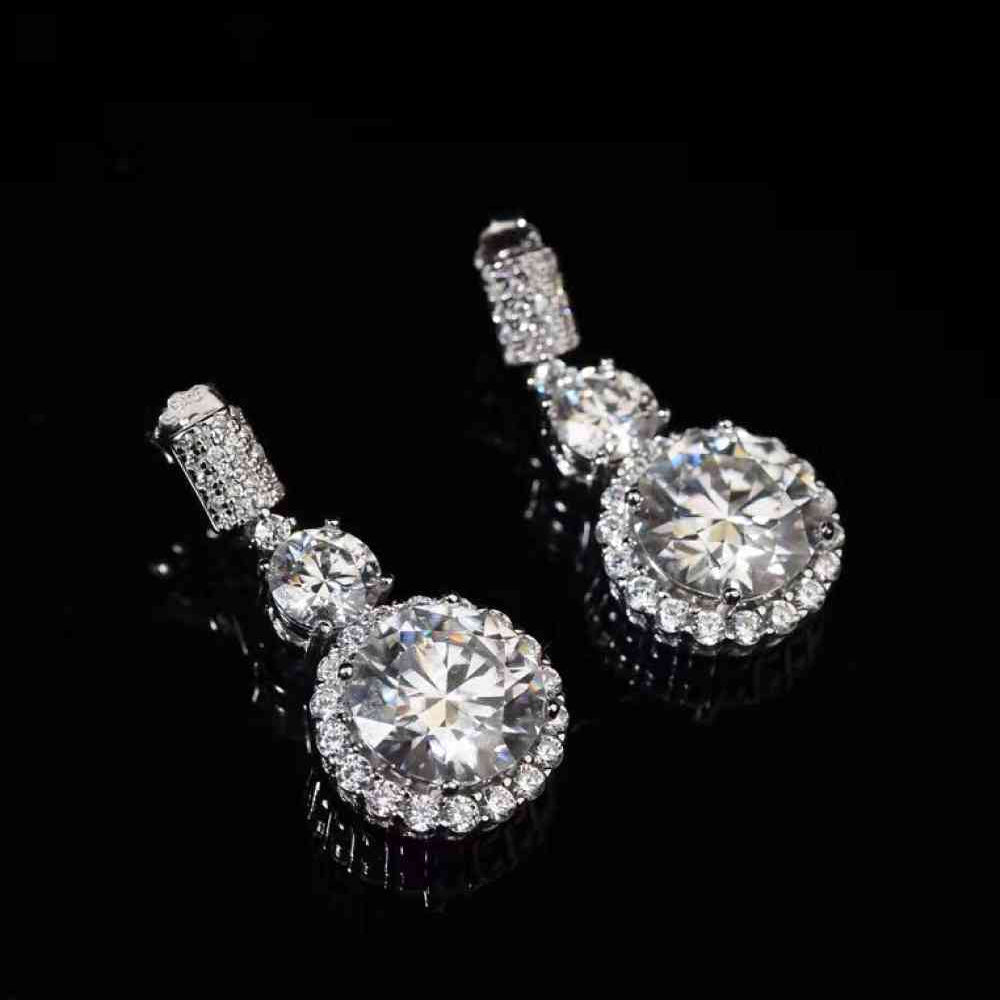 12 Carat Moissanite Platinum-Plated Drop Earrings