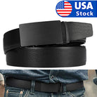 Microfiber Leather Mens Ratchet Belt Belts For Men Adjustable Automatic Buckle Black - Stormyjay
