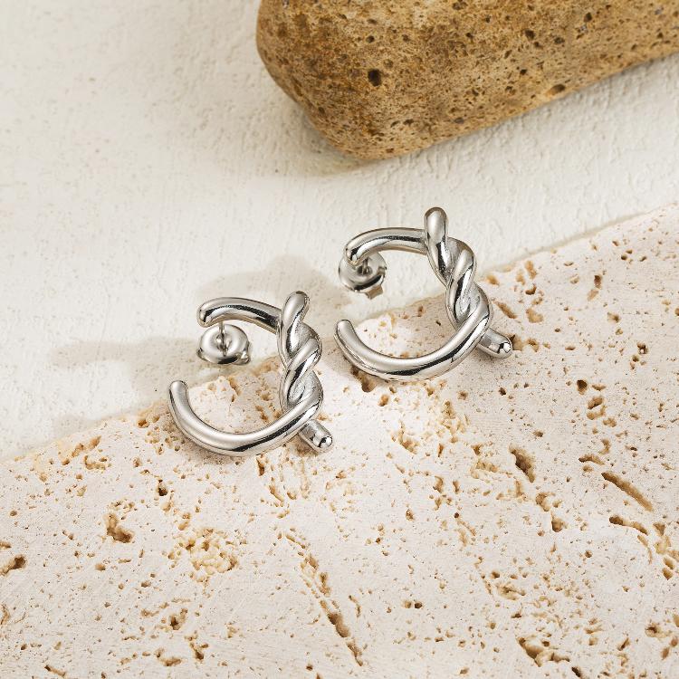 1 pair classic style solid color plating stainless steel 14k gold plated ear studs - Stormyjay