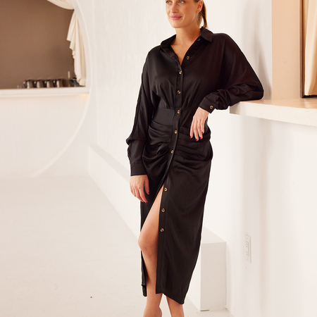 Stylish Pleated Shirt Dress H732AZTZLN - Stormyjay