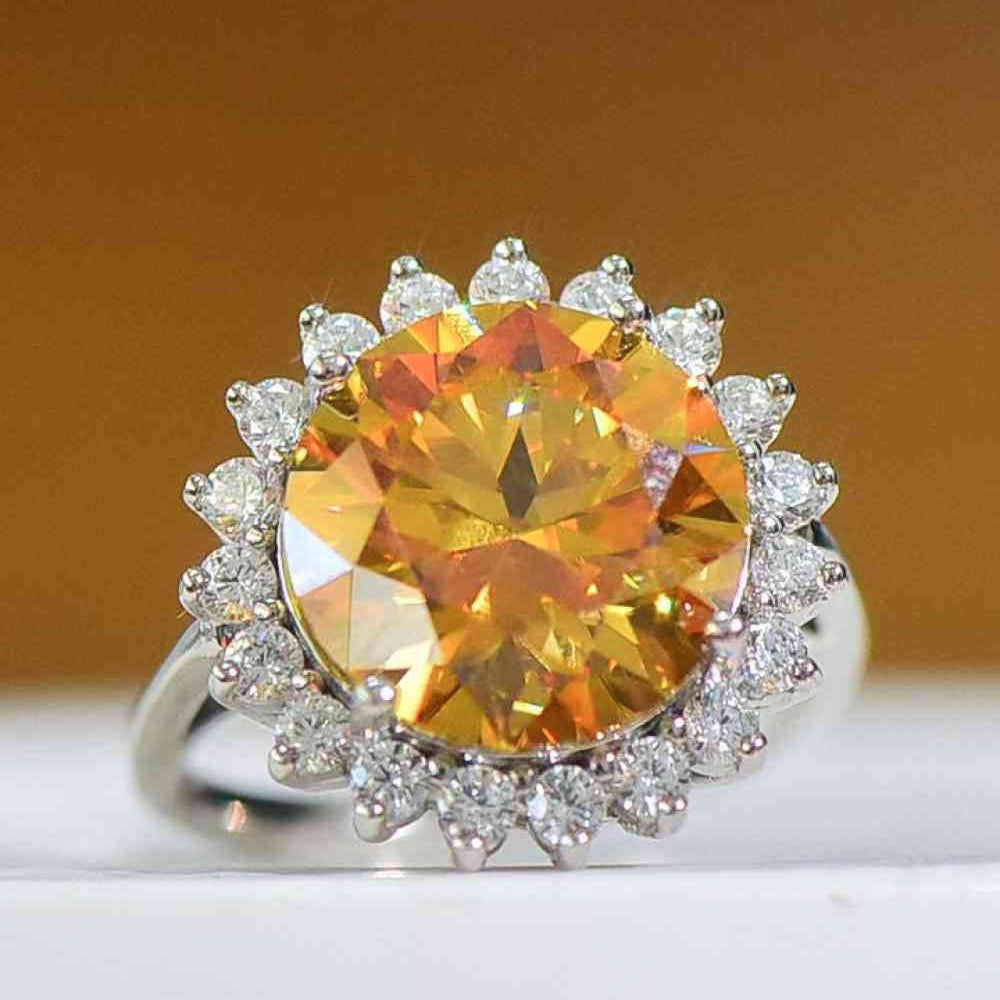 925 Sterling Silver 2 Carat Moissanite Sunflower Ring