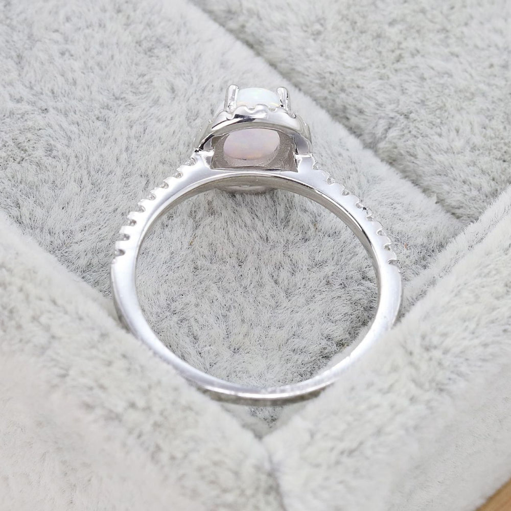 Opal 925 Sterling Silver Halo Ring - Stormyjay