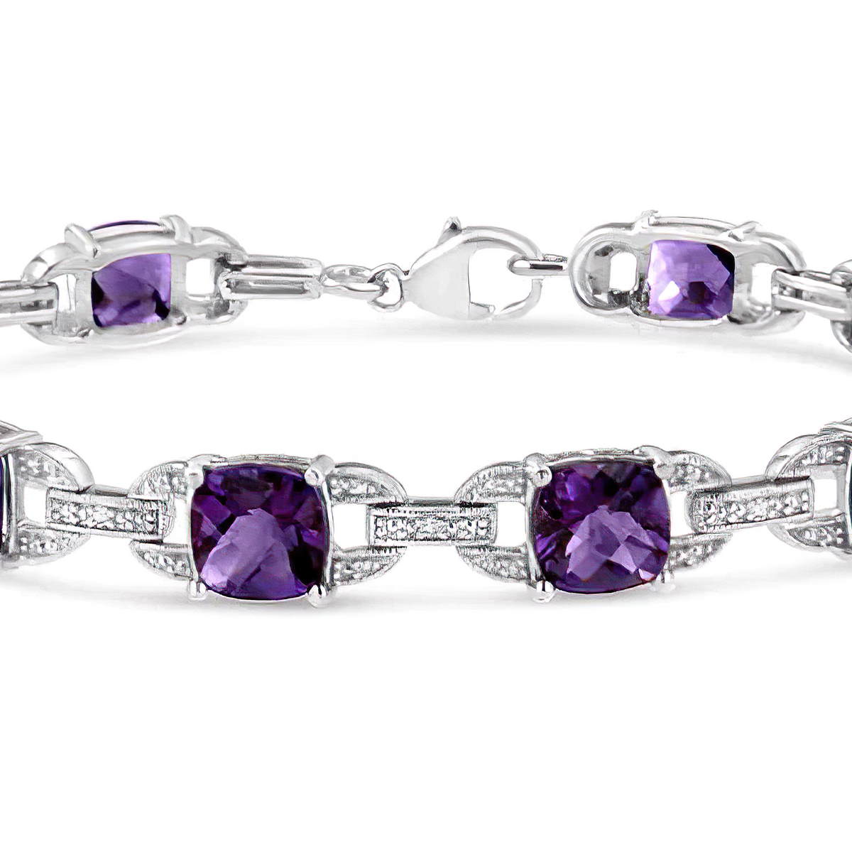 •AMETHYST - GEO MIX• linked silver bracelet (7.25