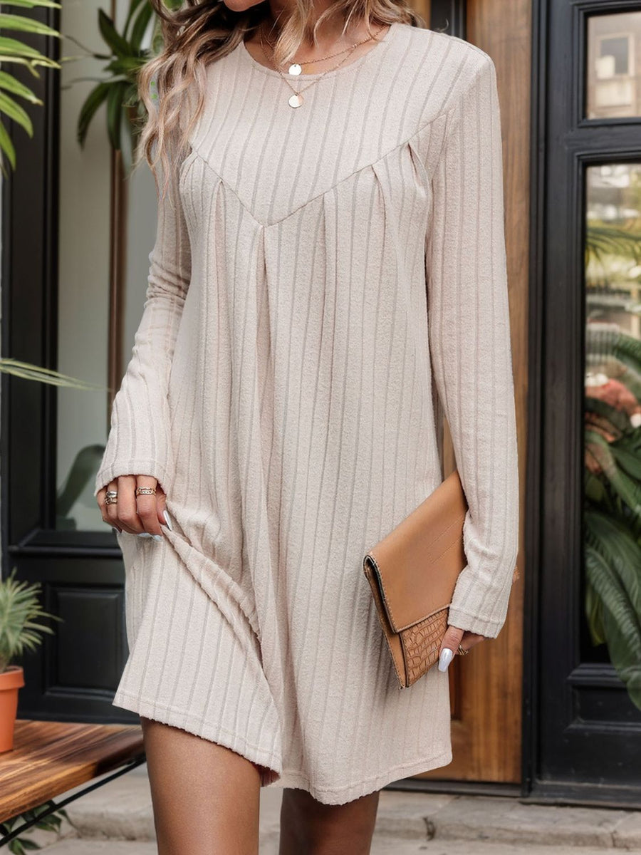 Perfee Round Neck Long Sleeve Blouse