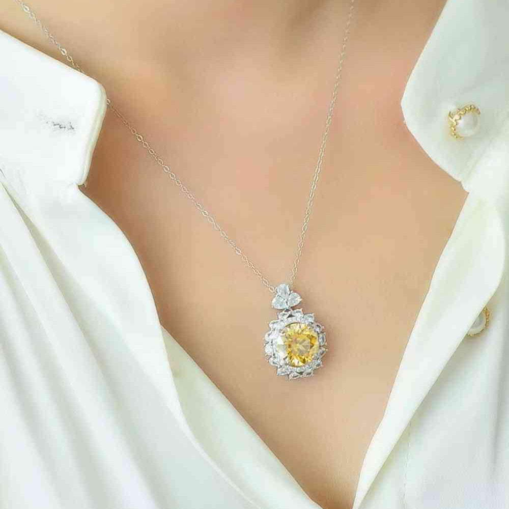5 Carat Yellow Moissanite Pendant Necklace