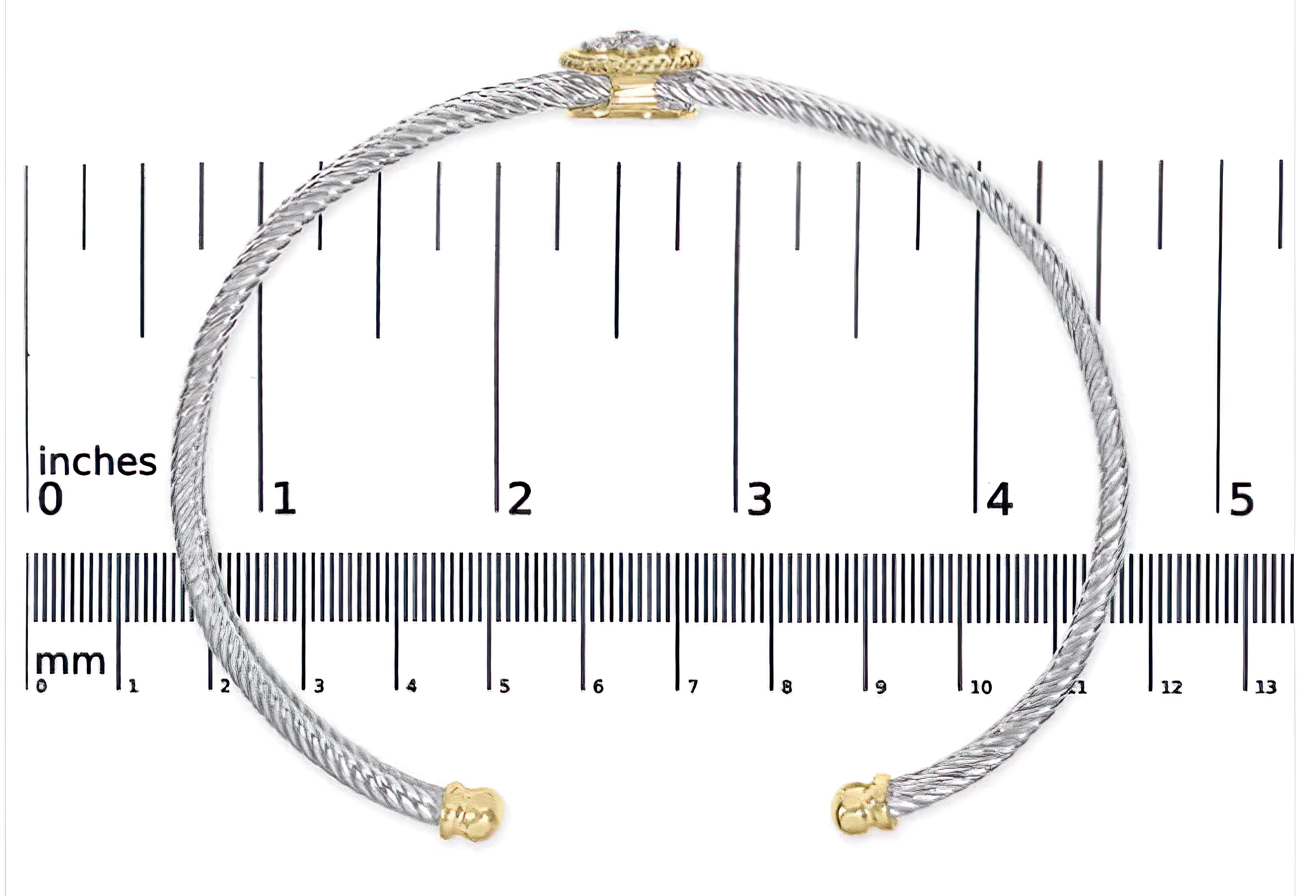 18K Yellow Gold Plated .925 Sterling Silver Diamond Accent and Fleur Di Lis Medallion Bangle Bracelet (I-J Color, SI1-SI2 Clarity) - 7.25 Inches - Stormyjay