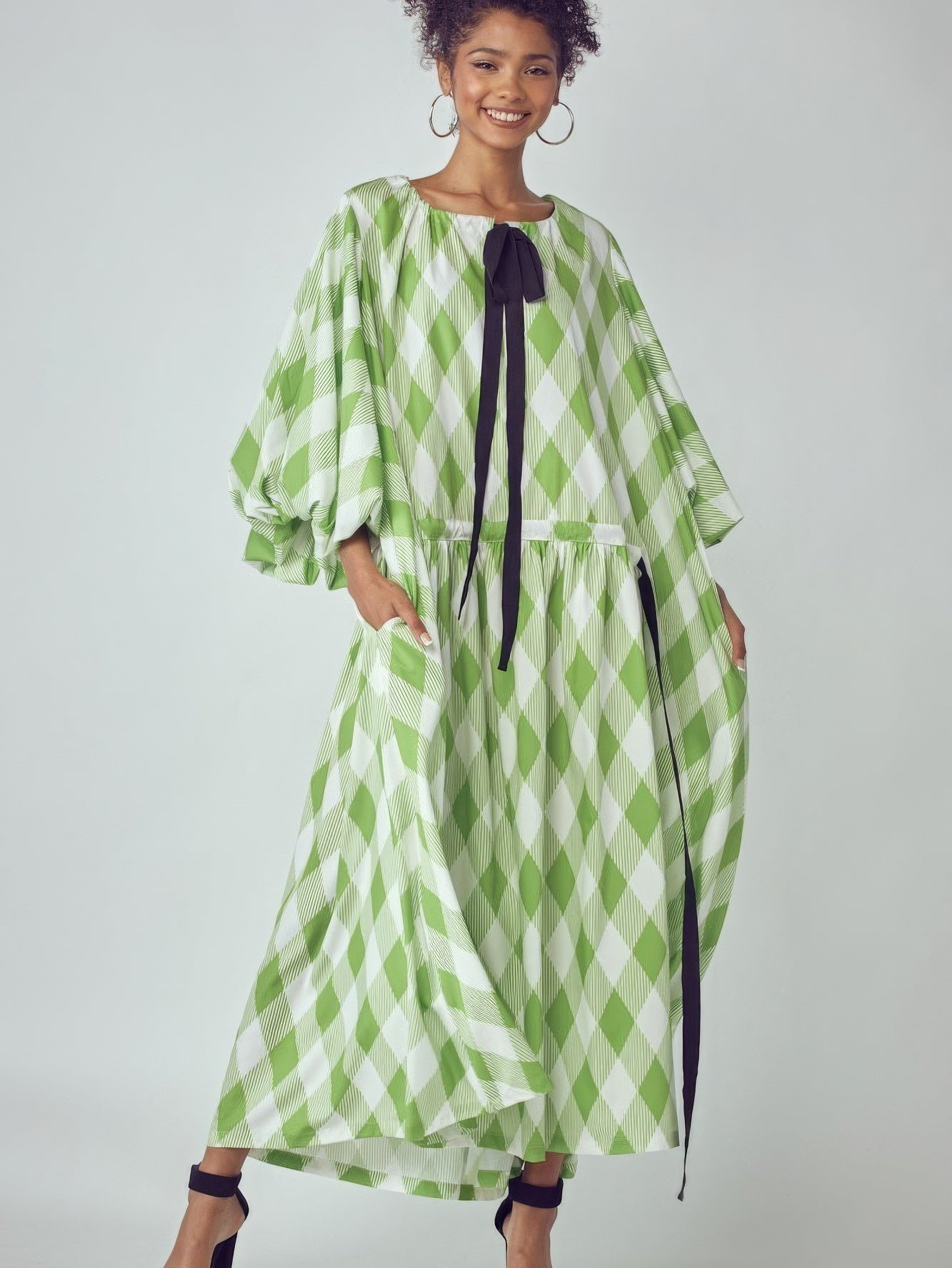 Balloon Sleeves Very Over Fit Pocketed Dress - Stormyjay