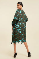 Camouflage Printed Midi Dress With Rings - Stormyjay