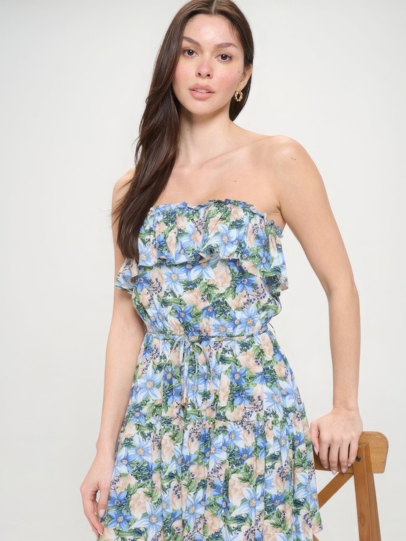 Berry Flower Ruffle Tube Top Mini Dress - Stormyjay